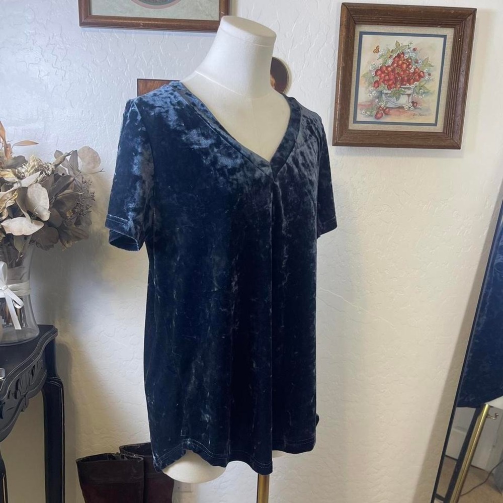 90s Vintage Dark Grunge Crushed Velvet Tee - Picture 4 of 8